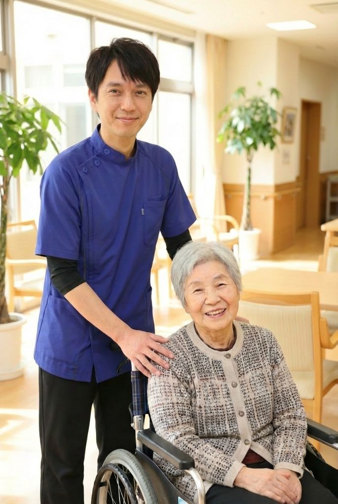 車椅子の利用者様と施術師